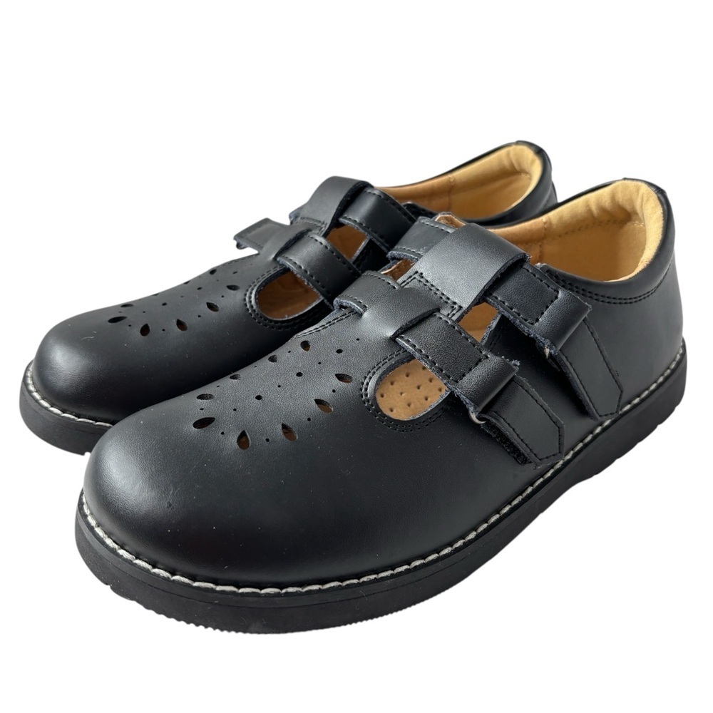 Chili Pepper Mary Jane Fisherman Style Double Strap Black Leather Shoes 6.5 NEW